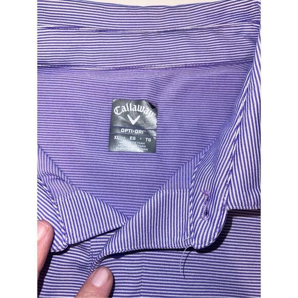 Callaway Opti-Dri Golf Shirt Men‎ XL Purple Stripe Performance Stretch A24 - Picture 3 of 7